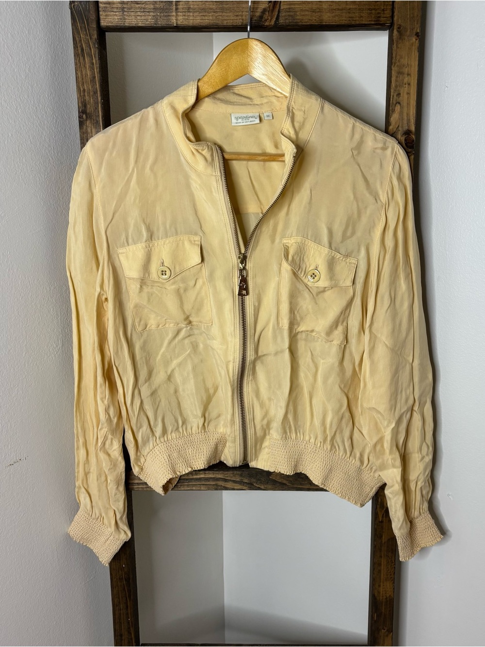 SPARTINA 449 Charleigh Jacket Wheat Lightweight Summer Bomber Jacket Size M